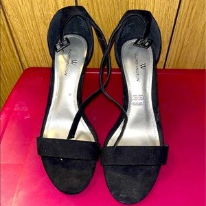 Black felt heels size 6